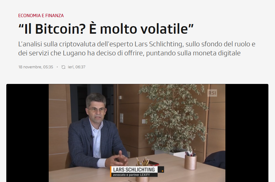 L’intervista su Bitcoin del nostro Lars Schlichting alla Radiotelevisione svizzera