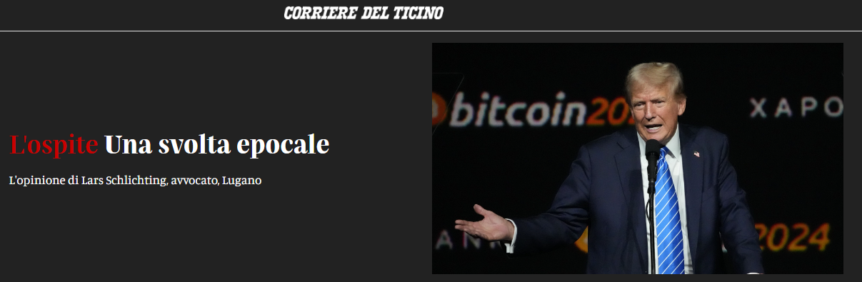 Il nostro articolo sul Corriere del Ticino: Bitcoin e il Ritorno di Trump