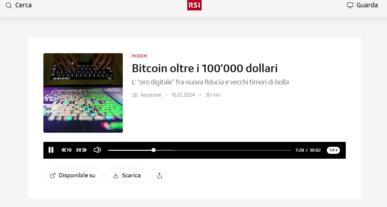 Il valore di Bitcoin supera i 100’000 dollari