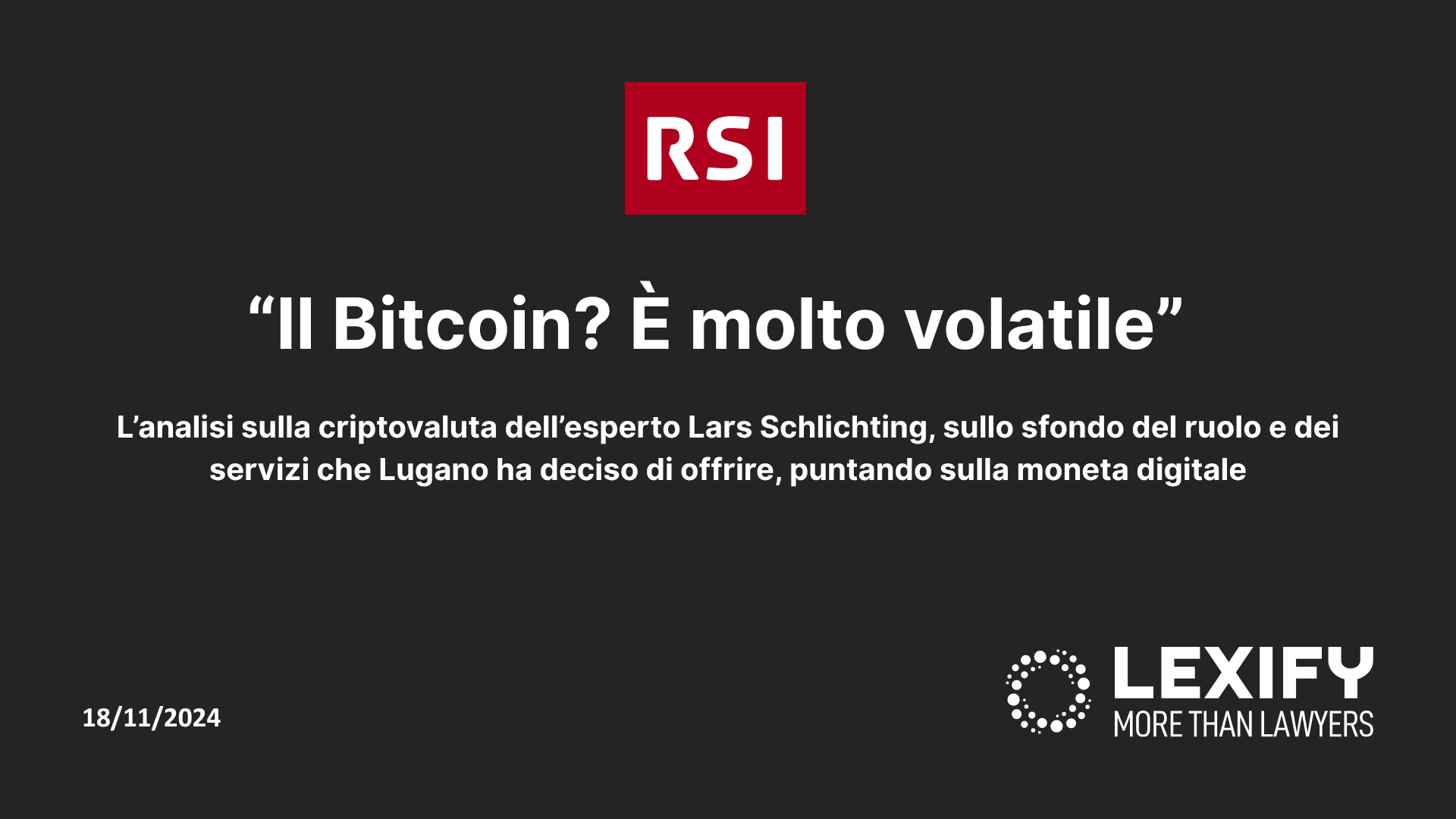 L’intervista su Bitcoin del nostro Lars Schlichting alla Radiotelevisione svizzera