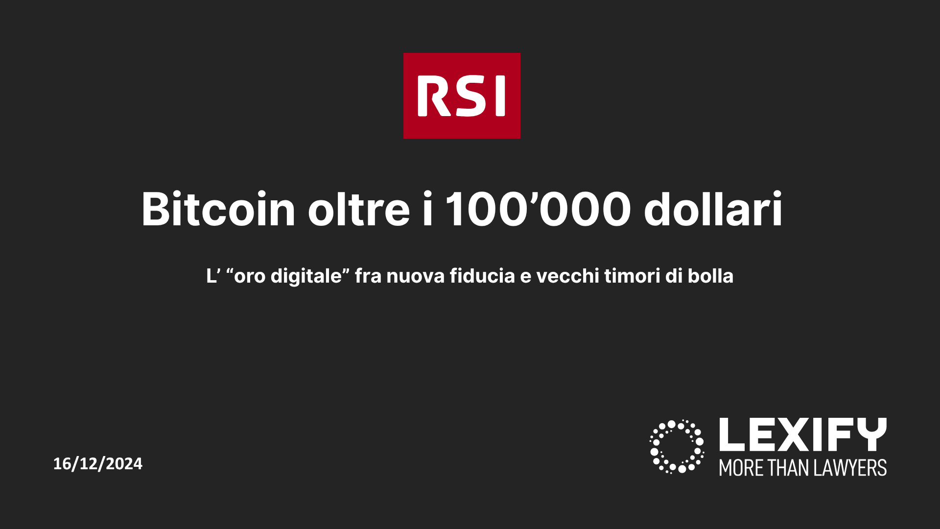 Il valore di Bitcoin supera i 100’000 dollari