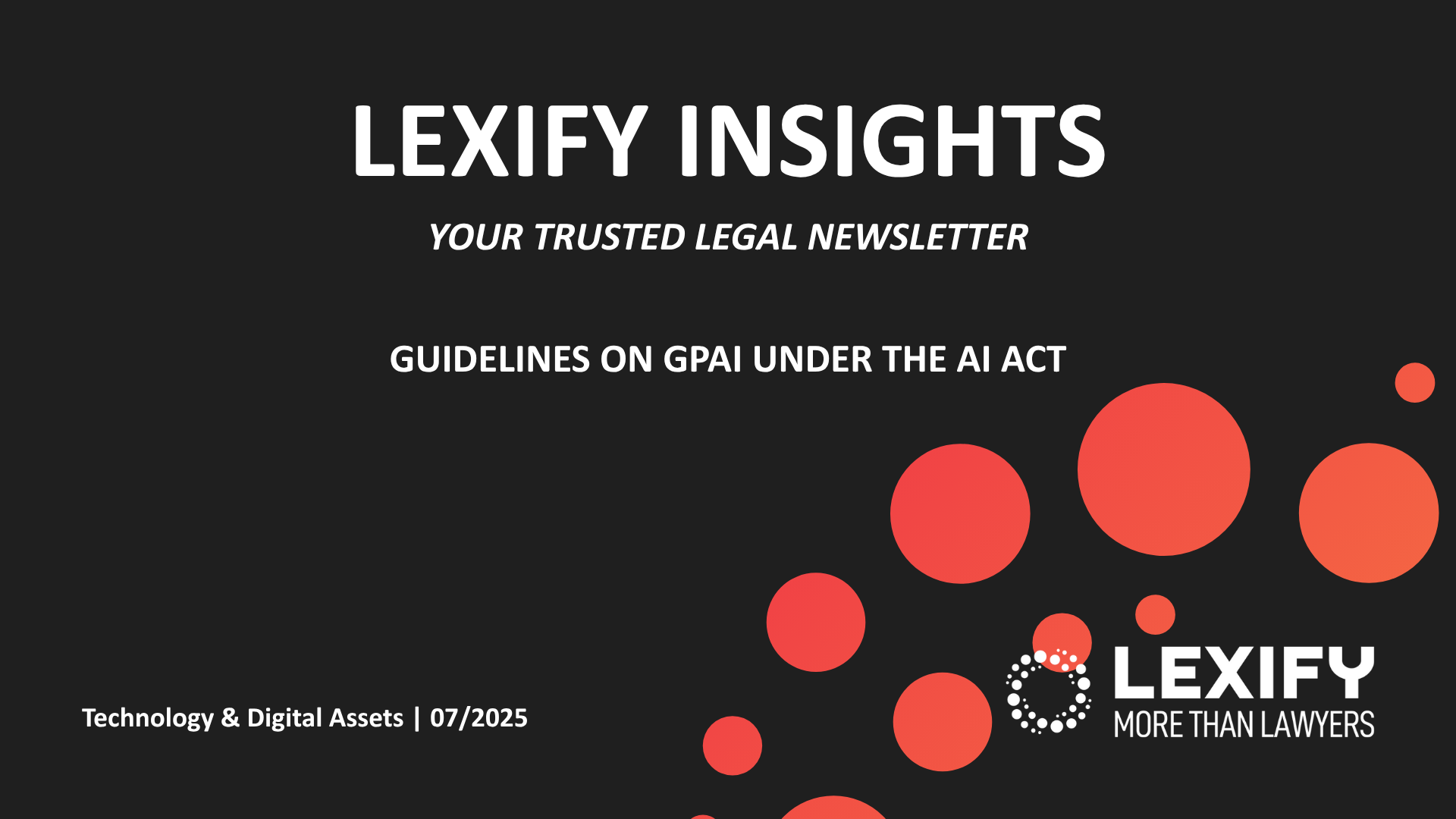 GUIDELINES ON GPAI UNDER THE AI ACT
